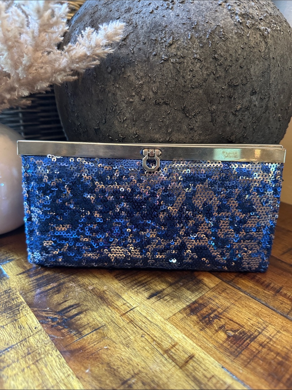 Blue Sequin Clutch Wallet